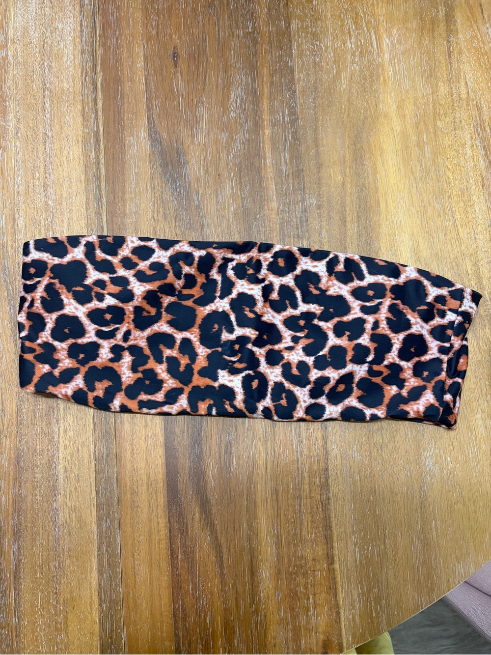 Leopard Print Stretch Bandeau Top - Black & Brown